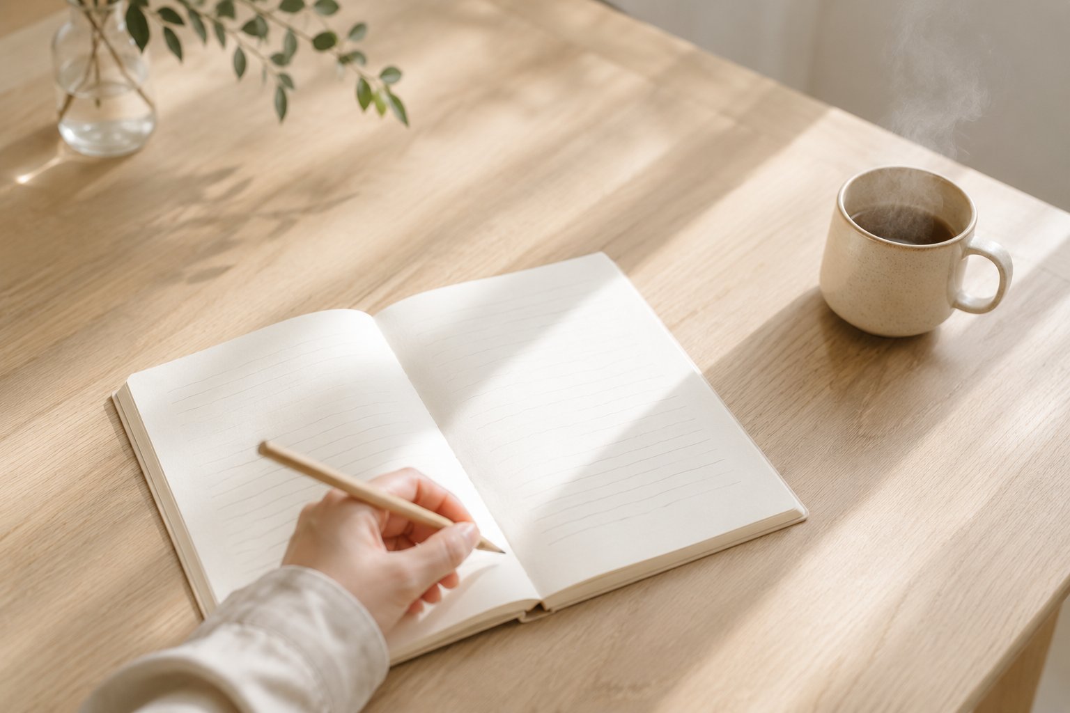 ノートに書きとめながらお話をうかがう